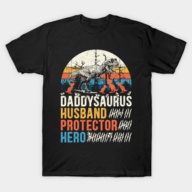 Daddysaurus Husband Protector Hero Vintage T-Shirt by FamiStore